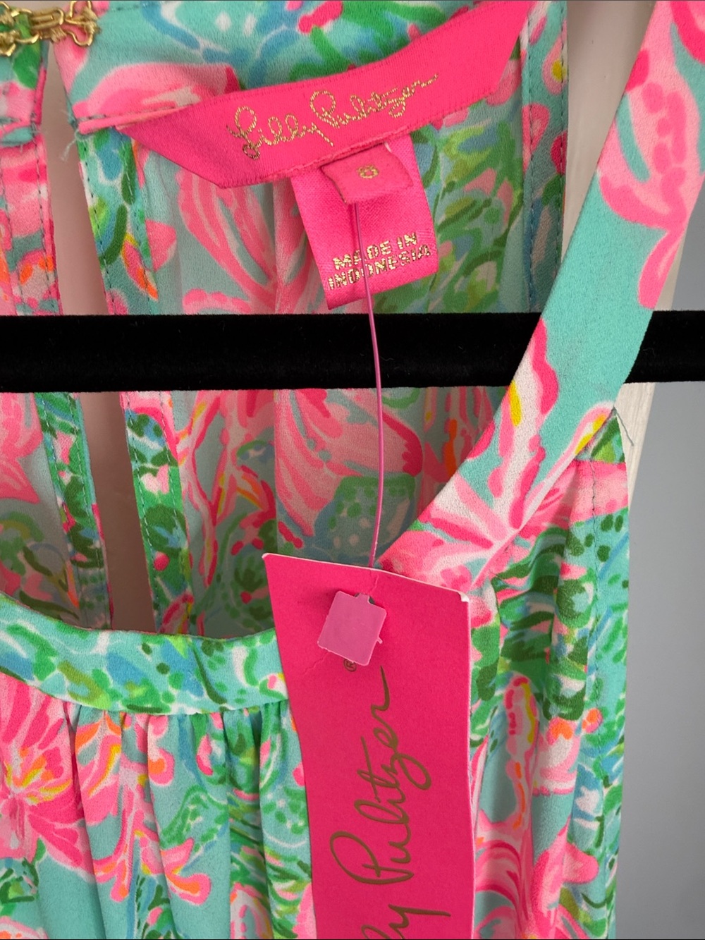 Lilly Pulitzer Pink & Aqua Floral Ruffle Sundress - Picture 2 of 2